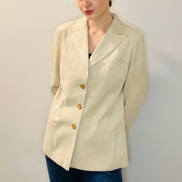 Vintage 1970s / 80s Abe Schrader cream suede suit - Picture 1 of 9